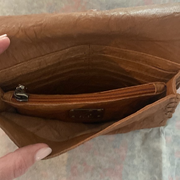 Anat Marin Soft Leather Wallet/Clutch in color Cognac with Turquoise Stone. - Picture 8 of 10